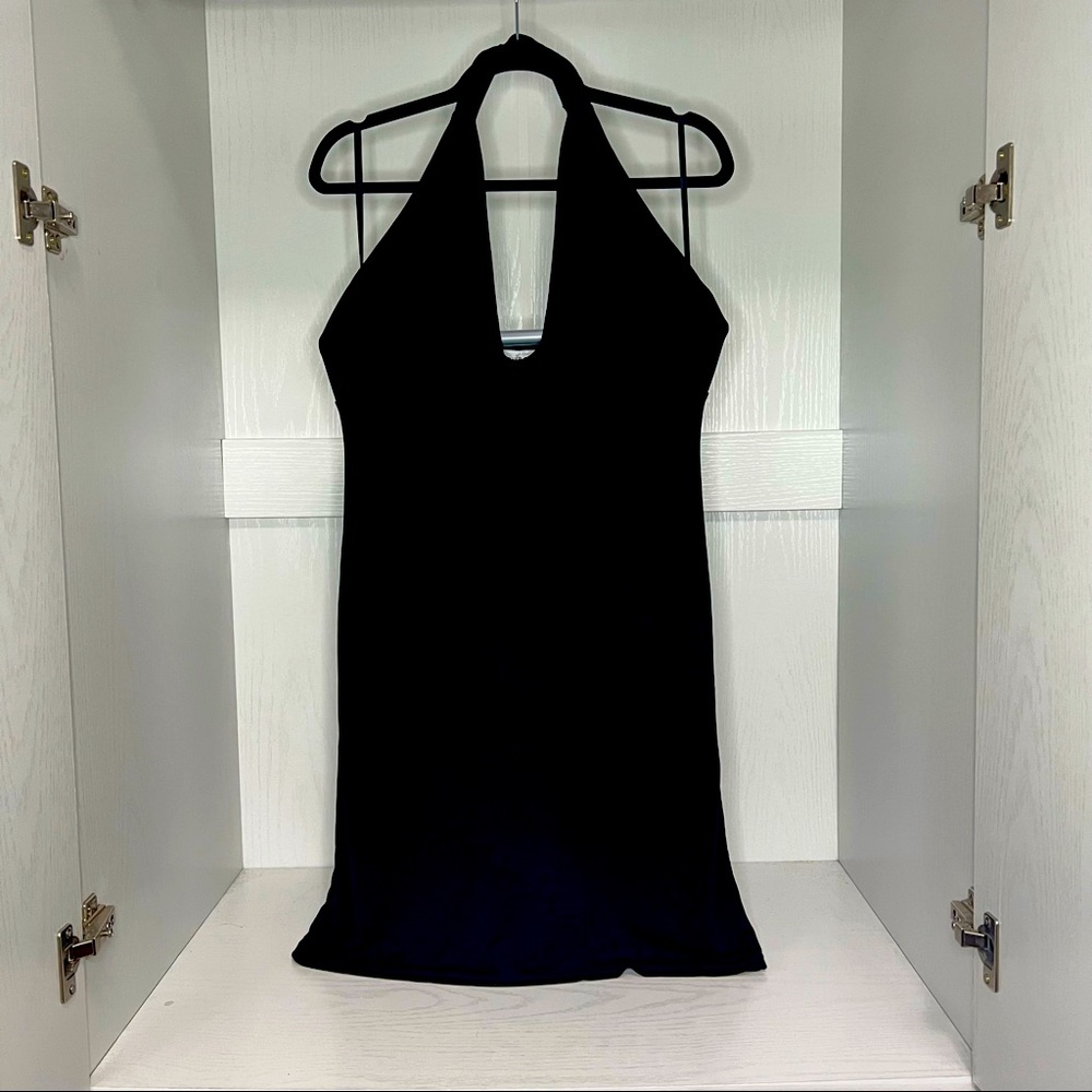 Black halter top dress